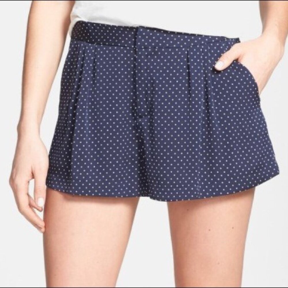 Joie Palina Polka Dot Silk Navy Blue Shorts